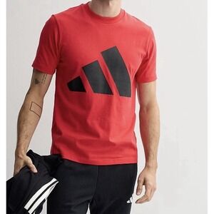 adidas Mens Crew Neck 3 Stripes Big Logo Graphic T-Shirt Size 2XL Red